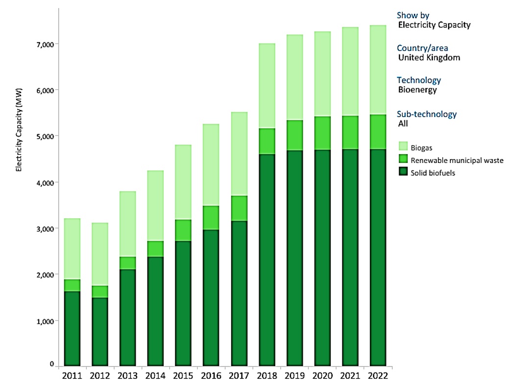 United
Kingdom (UK), electricity capacity -Bioenergy.