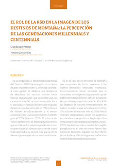 El rol de la rsd en la imagen de los destinos de montaña: la percepción de las generaciones millennials y centennials