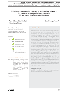 Efectos provocados por la pandemia del COVID 19 en las empresas turísticas locales de las Islas Galápagos (Ecuador)