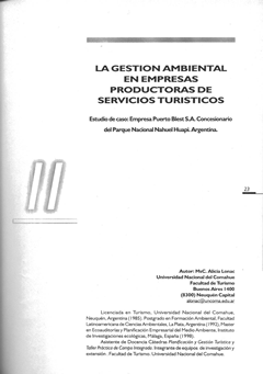 La gestión ambiental en empresas productoras en empresas productoras de servicios turísticos. Estudio de caso: Empresa Puerto Blest S.A. Concesionario del Parque Nacional nahuel Huapi. Argentina