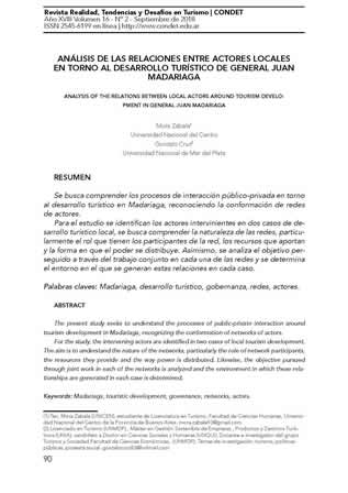 Imagen de portada artículo: análisis de las relaciones entre actores locales en torno al desarrollo turístico de General Juan Madariaga