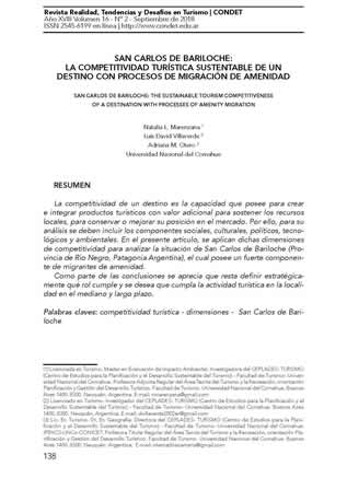 San Carlos de Bariloche: la competitividad turística sustentable de un destino con procesos de migración de amenidad