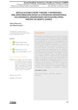 Articulaciones entre turismo y patrimonio. Una aproximación desde la extensión universitaria: Voluntariado Universitario en Estación López, partido de Benito Juárez