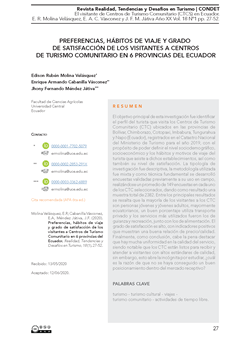 Preferencias, hábitos de viaje y grado de satisfacción de los visitantes a centros de turismo comunitario en 6 provincias del ecuador_imagen_portada