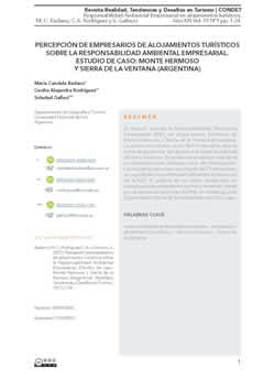 Percepción de empresarios de alojamientos turísticos sobre la responsabilidad ambiental empresarial. Estudio de caso: Monte Hermoso y Sierra de la Ventana (Argentina)