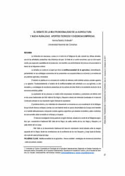 El debate de la multifuncionalidad de la agricultura y nueva ruralidad. Aportes teóricos y evidencias empíricas