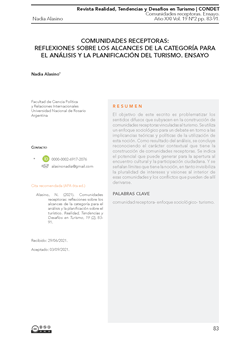 Comunidades receptoras: reflexiones sobre los alcances de la categoría para el análisis y la planificación sobre el turístico. Ensayo /