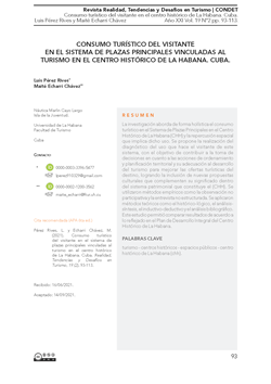 Consumo turístico del visitante en el sistema de plazas principales vinculadas al turismo en el centro histórico de La Habana. Cuba