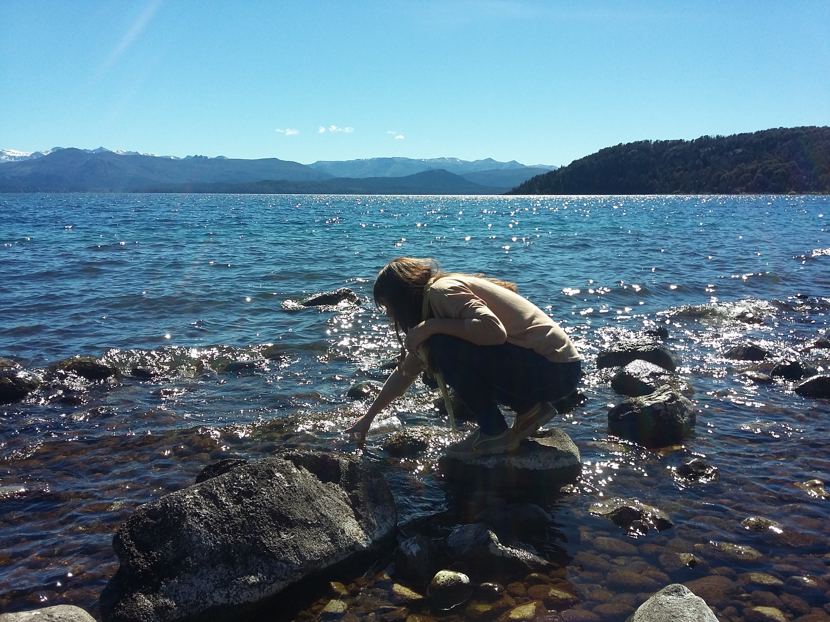 Imágenes de dos sitios muestreados. A la izquierda, humedal de la región de Pilcaniyeu. A la derecha, lago Nahuel Huapi.